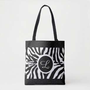 Sac fourre-tout à motif zèbre et monogramme avec g