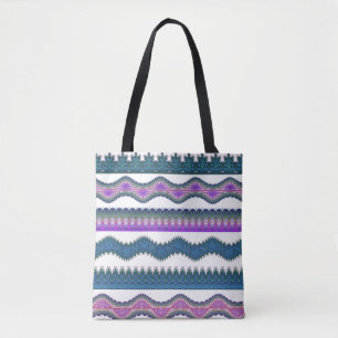 Sac fourre-tout à motif zigzag tribal boho 