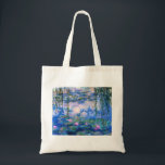 Sac fourre-tout à nénuphars de Monet<br><div class="desc">Sac fourre-tout à nénuphars de Monet. Peinture à l'huile sur la toile à partir de 1916. Monet a peint son étang célèbre de nénuphar d'une manière obsédante pendant les années finales de sa carrière, tirant l'inspiration de la lumière du soleil et son effet changeant sur l'eau et les fleurs et...</div>
