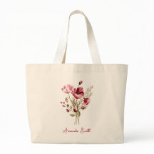 Sac fourre-tout à nom de fleurs sauvages florales 