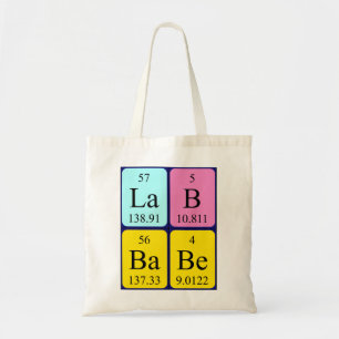 Sac fourre-tout à nom de table périodique de bé