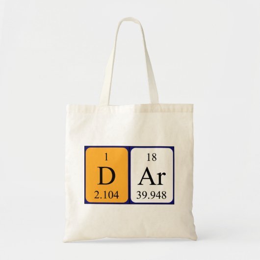 Sac fourre-tout à nom de table périodique de Dar (Devant)