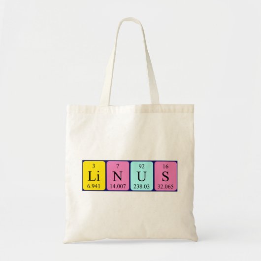 Sac fourre-tout à nom de table périodique de Linus (Devant)