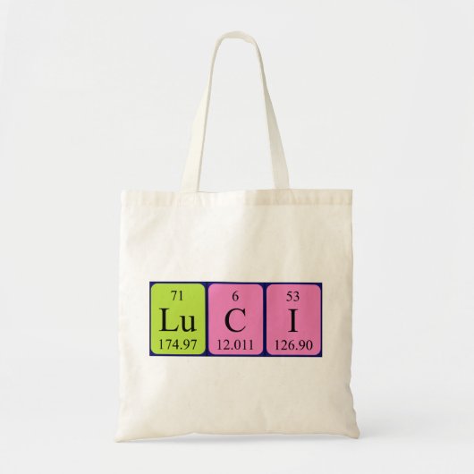 Sac fourre-tout à nom de table périodique de Luci (Devant)