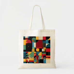 Sac fourre-tout à nom personnalisé en mosaïque géo