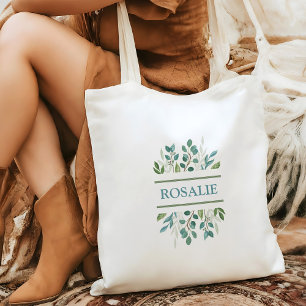 Sac fourre-tout à nom personnalisé en verdure bota