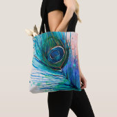 Sac fourre-tout à plume de paon d'aquarelle (De près)