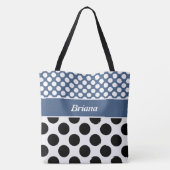 Sac fourre-tout à points polka bleu et blanc tenda (Dos)