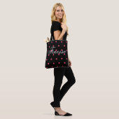 Sac fourre-tout à points Polka rose (Sur le modèle)