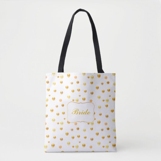 Sac fourre-tout à pois dorés pour mariée (Devant)