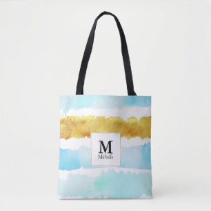 Sac fourre-tout à rayures bleu et or