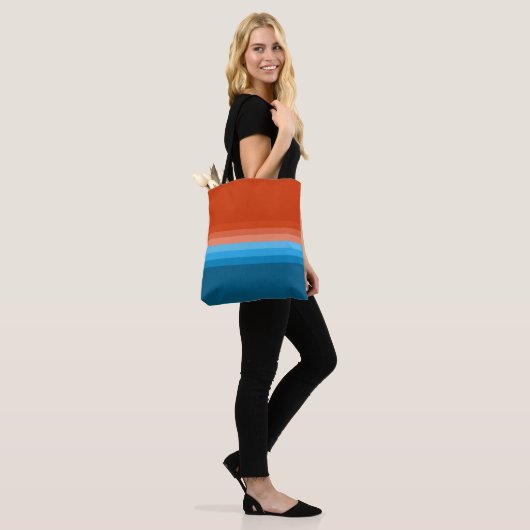 Sac fourre-tout à rayures orange bleu complémentai (Sur le modèle)