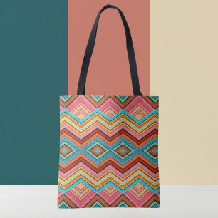 Sac fourre-tout à rayures zig zag multicolores abs