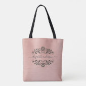 Sac fourre-tout à script avec monogramme rose tend (Dos)
