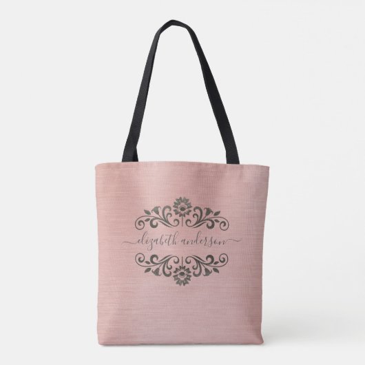Sac fourre-tout à script avec monogramme rose tend (Dos)