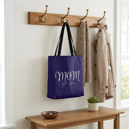 Sac fourre-tout à texte blanc « Mom Established Ne