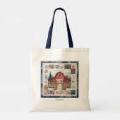 Sac fourre-tout à thème quilt Red Barn Faux Patchw (Dos)