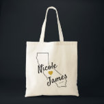 Sac fourre-tout à week-end d'accueil de mariage de<br><div class="desc">Sac de cadeau d'accueil de week-end de mariage pour hors des invités de ville à votre mariage,  comportant l'image noire du coeur de la Californie et d'or.  Remplissez fourre-tout de vos sucreries préférées.</div>