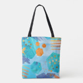 sac fourre-tout Abstrait à aquarelle bleu hexagone (Dos)