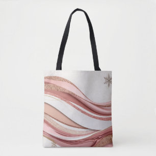 Sac fourre-tout abstrait à paillettes roses et dor