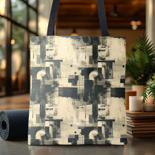 Sac fourre-tout abstrait élégant neutre beige gris