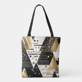 sac fourre-tout abstrait en or et triangles noirs (Dos)