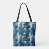 Sac fourre-tout Abstrait monochromatique bleu (Dos)
