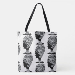 Sac fourre-tout abstrait noir et blanc Zentangle