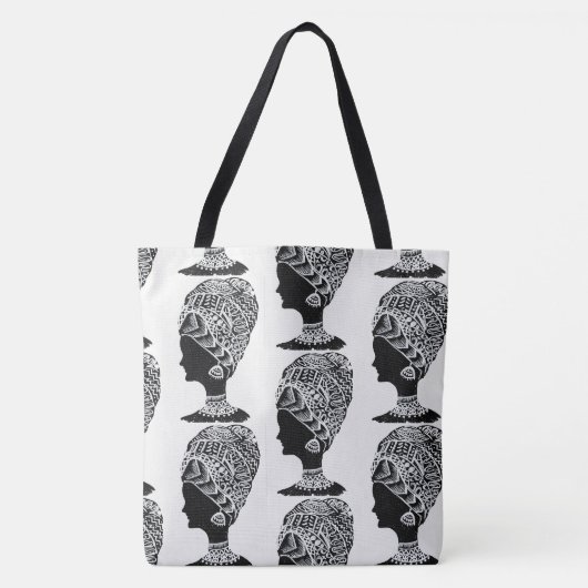 Sac fourre-tout abstrait noir et blanc Zentangle (Devant)