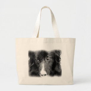 Sac fourre-tout animal noir à art de border colli