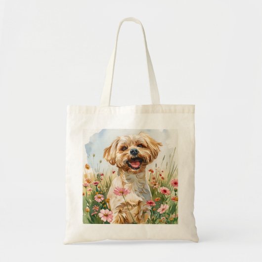 Sac fourre-tout aquarelle maltais (Devant)