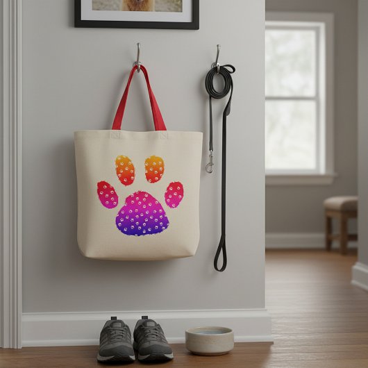 Sac fourre-tout arc-en-ciel et pawprints