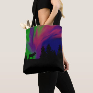 Sac fourre-tout aurores boréales avec orignal