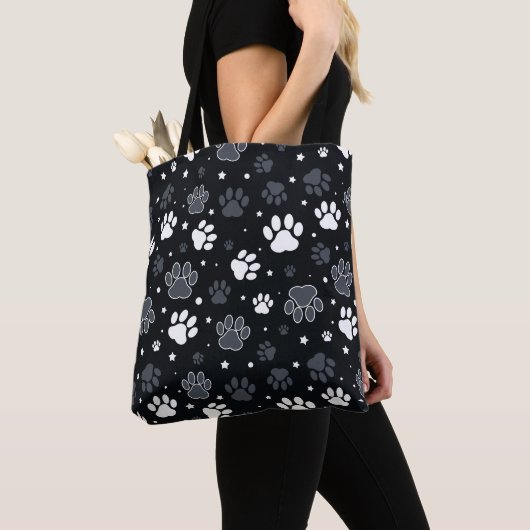 Sac fourre-tout aux empreintes de pattes de chien (De près)