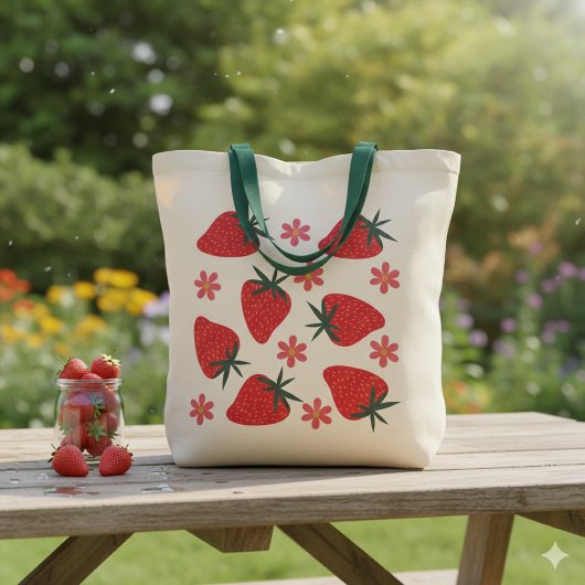 Sac fourre-tout aux fraises simples rose vert roug