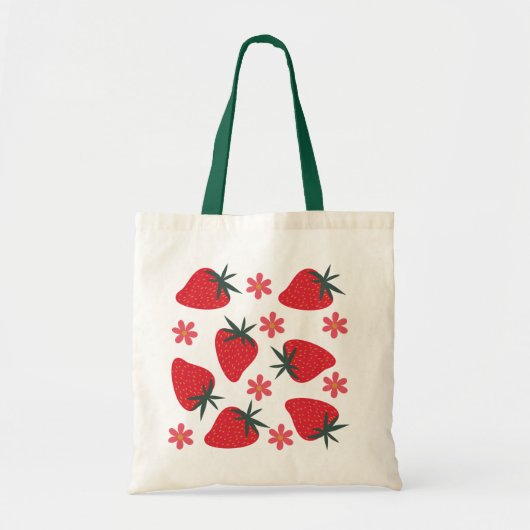 Sac fourre-tout aux fraises simples rouge vert ros (Devant)