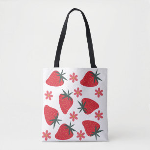 Sac fourre-tout aux fraises simples rouge vert ros