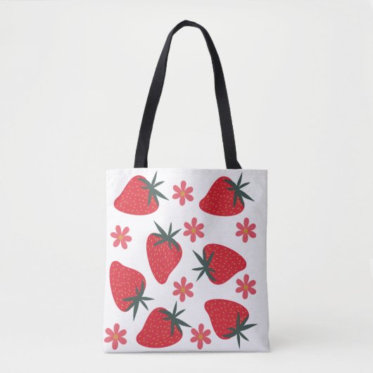 Sac fourre-tout aux fraises simples rouge vert ros (Devant)