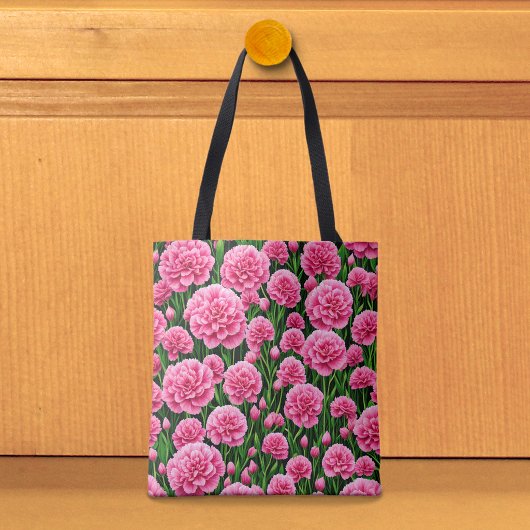 Sac fourre-tout aux oeillets roses