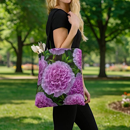 Sac fourre-tout aux œillets violet pâle