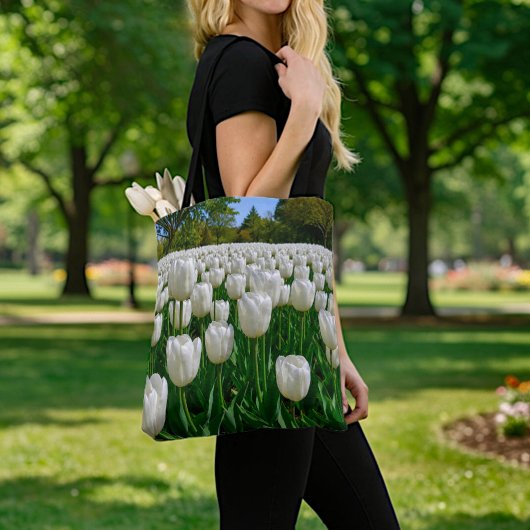 Sac fourre-tout aux tulipes blanches