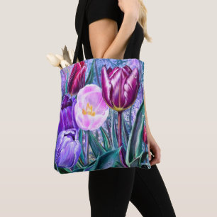 Sac fourre-tout aux tulipes colorées