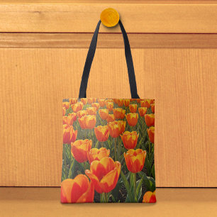 Sac fourre-tout aux tulipes orange