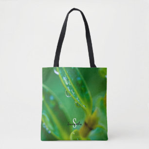 Sac fourre-tout avec gouttes de pluie sur feuilles
