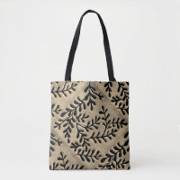 Sac fourre-tout avec imprimé feuillage tan et noir