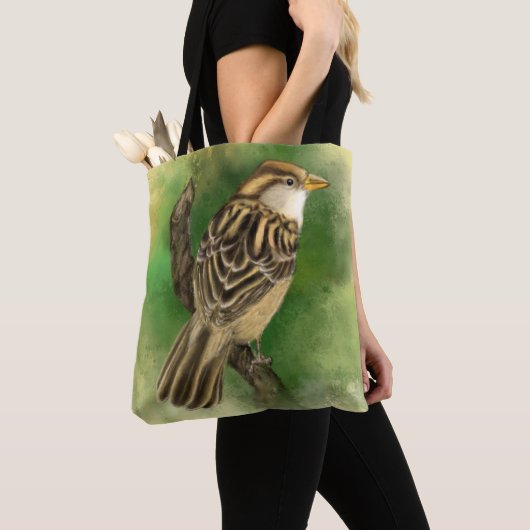 Sac fourre-tout avec joli oiseau (De près)