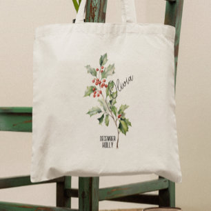 Sac fourre-tout avec nom de fleur de naissance Déc