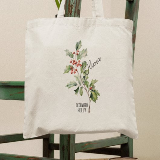 Sac fourre-tout avec nom de fleur de naissance Déc