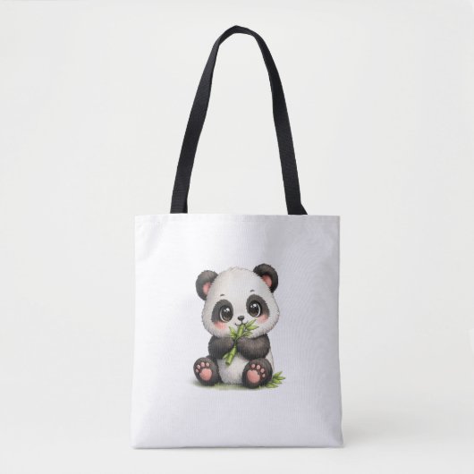 Sac fourre-tout bébé panda mignon mangeant du bamb (Devant)