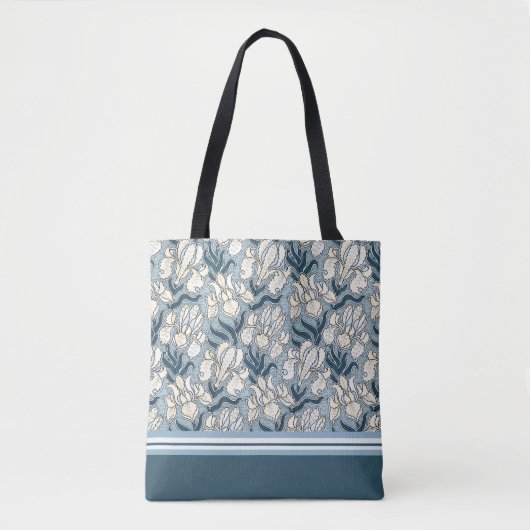 Sac fourre-tout blanc à conception d'iris de (Devant)